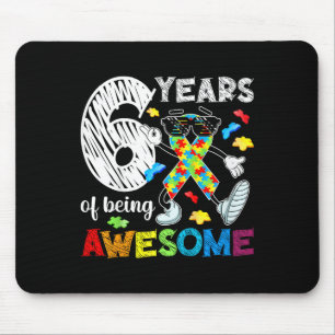 Kids 6th Autism Birthday Party Six Year Old Autist Mouse Pad