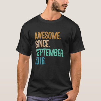 Kids 6th Birthday Awesome Since September 2016 T-Shirt