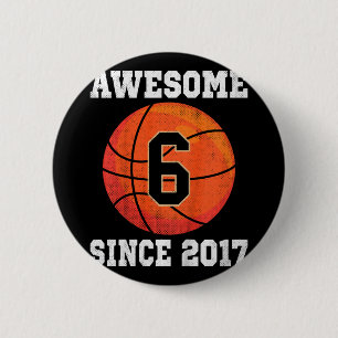 Kids 6th Birthday Basketball Lover 6 Years Old Vin Cm Round Badge