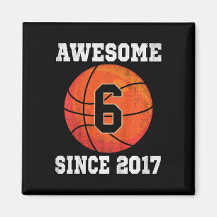 Kids 6th Birthday Basketball Lover 6 Years Old Vin Magnet