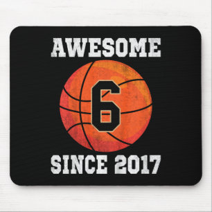 Kids 6th Birthday Basketball Lover 6 Years Old Vin Mouse Pad