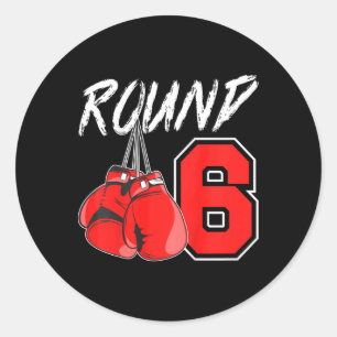 Kids 6th Birthday Boxing Boy 6 Year Old Boxer Bday Classic Round Sticker