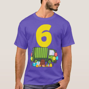 Kids 6th Birthday Boy 6 Year Old Garbage Truck Bir T-Shirt