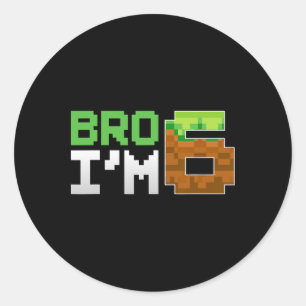Kids 6th Birthday Boy Bro I’m 6 Year Old Gamer Pix Classic Round Sticker