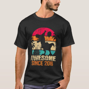 Kids 6th Birthday Boy Dinosaur 6 Year Old Trex Awe T-Shirt