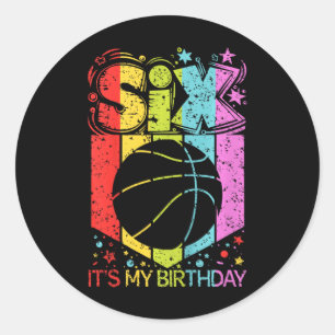 Kids 6th Birthday Boy Girl Six 6 Year Old Sketll B Classic Round Sticker