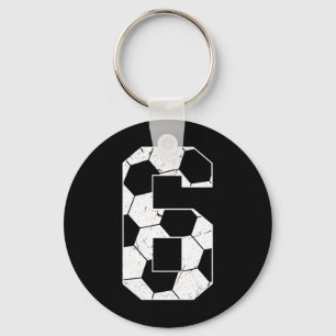 Kids 6th Birthday Boy Soccer Player Footbyll 6 Yea Key Ring