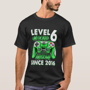Kids 6th Birthday Boys 6 Year Old Level 6 Unlocked T-Shirt