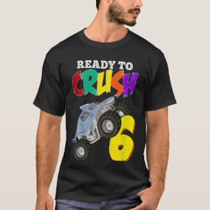 Kids 6th Birthday Boys Monster Truck 6 Year Old Ra T-Shirt