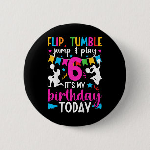 Kids 6th Birthday Cheerleading Girl Six Year Old C 6 Cm Round Badge