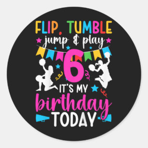 Kids 6th Birthday Cheerleading Girl Six Year Old C Classic Round Sticker