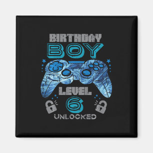 Kids 6th Birthday Gamer Level 6 Unlocked Video Gam Magnet