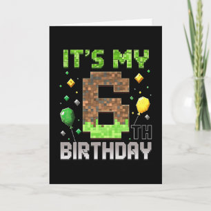 Kids 6th Birthday Gamer Pixel 6 Years Old Video Ga Card