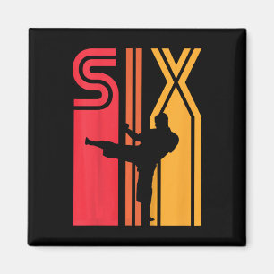 Kids 6th Birthday Gift Karate Retro Taekwondo Mart Magnet