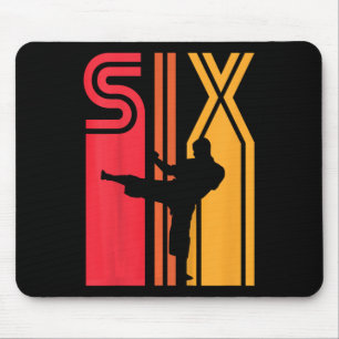 Kids 6th Birthday Gift Karate Retro Taekwondo Mart Mouse Pad