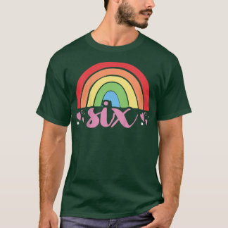 Kids 6th Birthday Gift Rainbow Fan 6 Years Old Gir T-Shirt