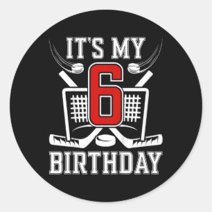 Kids 6th Birthday Ice Hockey Boy 6 Year Old Ice Ho Classic Round Sticker