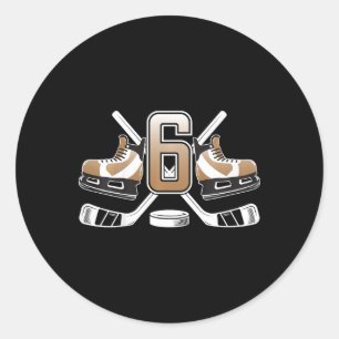 Kids 6th Birthday Ice Hockey Boy Six Year Old Ice Classic Round Sticker