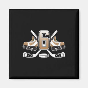 Kids 6th Birthday Ice Hockey Boy Six Year Old Ice Magnet