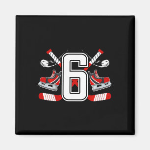 Kids 6th Birthday Ice Hockey Boy Six Year Old Ice  Magnet