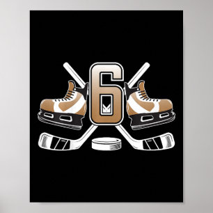 Kids 6th Birthday Ice Hockey Boy Six Year Old Ice Poster