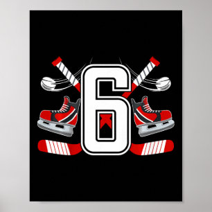 Kids 6th Birthday Ice Hockey Boy Six Year Old Ice  Poster