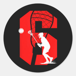 Kids 6th Birthday Lacrosse 6 Year Old Lacrosse Pla Classic Round Sticker