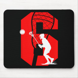 Kids 6th Birthday Lacrosse 6 Year Old Lacrosse Pla Mouse Pad