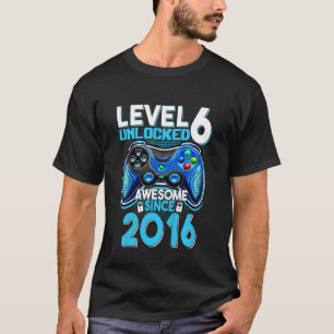 Kids 6th Birthday Level 6 Unlocked Awesome Since 2 T-Shirt