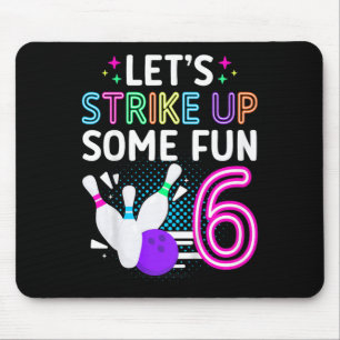 Kids 6th Birthday Party Bowling Girl 6 Year Old Bo Mouse Pad