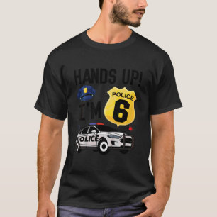 Kids 6th Birthday Party Policeman Boy Six Year Old T-Shirt