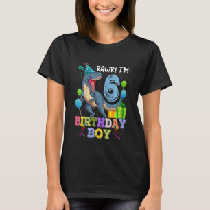 Kids 6th Birthday  Rawr I m 6 Rex Dinosaur Party F T-Shirt