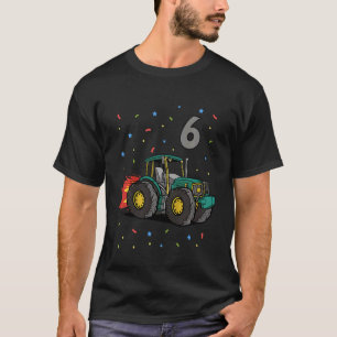Kids 6th Birthday Six Year Old Boy Tractor Digger T-Shirt