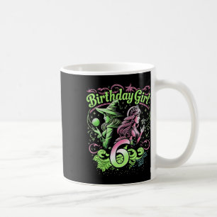 Kids 6th Birthday Witch Pink And Green 6 Years Old Coffee Mug