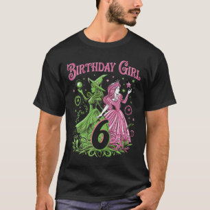 Kids 6th Birthday Witch Pink And Green 6 Years Old T-Shirt