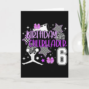 Kids 6th Cheer Birthday Party 6 Year Old Cheerlead Card