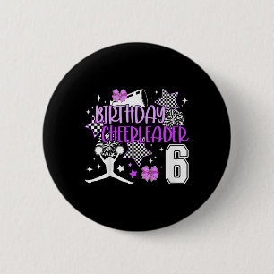 Kids 6th Cheer Birthday Party 6 Year Old Cheerlead Cm Round Badge