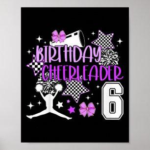 Kids 6th Cheer Birthday Party 6 Year Old Cheerlead Poster