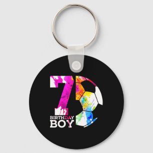 Kids 7 Birthday Boy Soccer 7th Birthday Key Ring