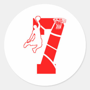 Kids 7 year old 7th basketball birthday partytheme classic round sticker