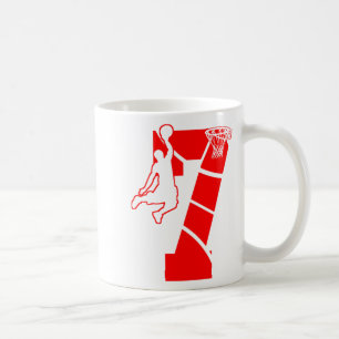 Kids 7 year old 7th basketball birthday partytheme coffee mug