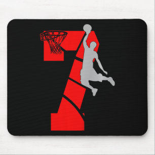 Kids 7 Year Old 7th Basketball Birthday PartyTheme Mouse Pad