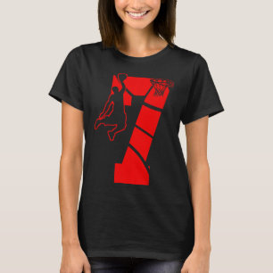 Kids 7 Year Old 7th Basketball Birthday PartyTheme T-Shirt
