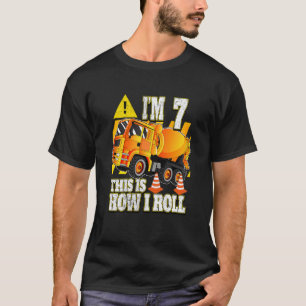 Kids 7 Year Old Birthday Concrete Mixer Truck T-Shirt