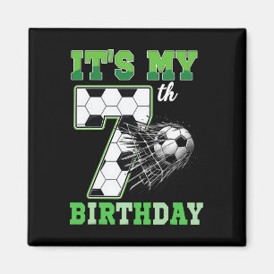 Kids 7 Year Old Birthday It's My 7th Birthday Socc Magnet