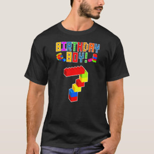 Kids 7 Year Old Block Building Boys Kids 7th Birth T-Shirt