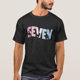 Kids 7 Year Old Cute Dog Birthday Girl 7th B day T-Shirt