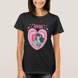Kids 7 Year Old Cute Mermaid Birthday Girl 7th B D T-Shirt