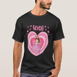 Kids 7 Year Old Cute Princess Birthday Girl 7th B  T-Shirt