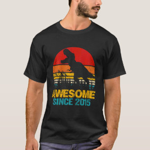 Kids 7 Year Old Dinosaur Awesome Since 2015 7th Bi T-Shirt